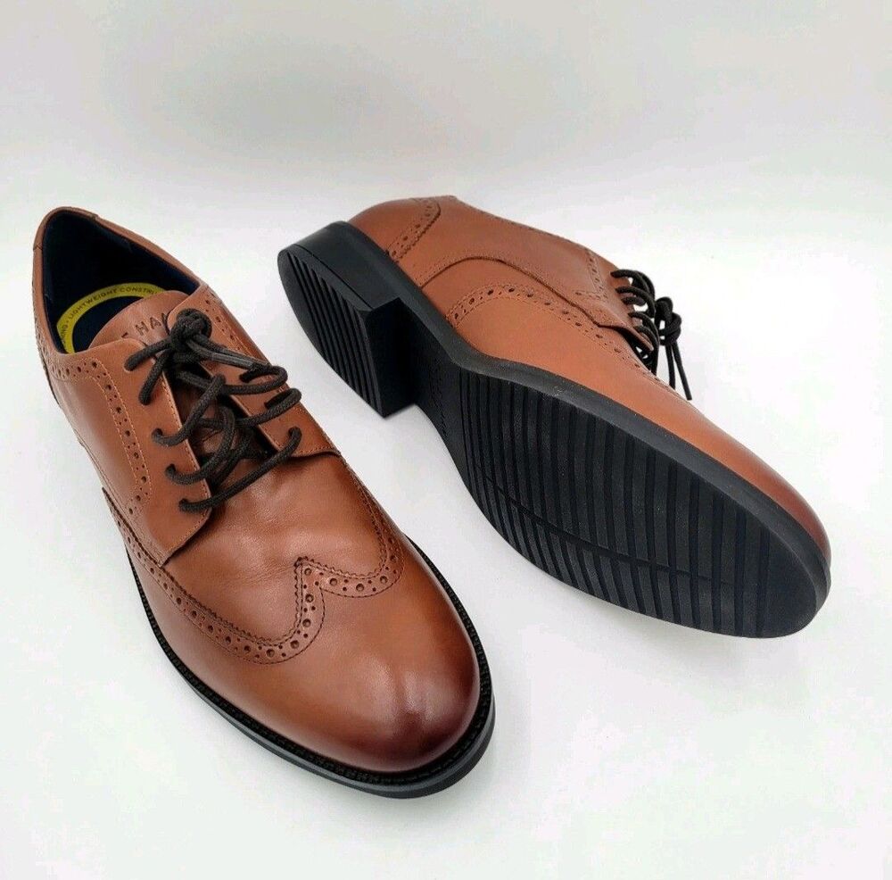 Cole Haan Grand+ Wingtip Oxford Dress Shoes British Tan C37330 Men's Size 11 NEW - Picture 2 of 7